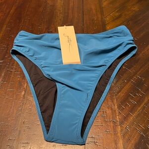 Gottex Tutti Fruitti Shirred Teal Bikini Beach Swim Bottom Size 10
